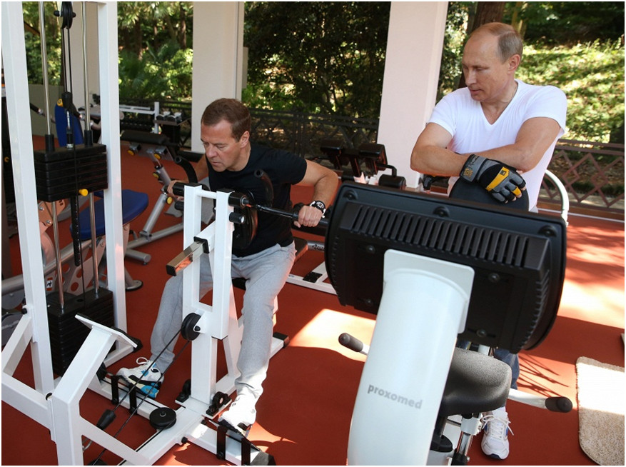 Тренировка Путина и Медведева на Kardiomed